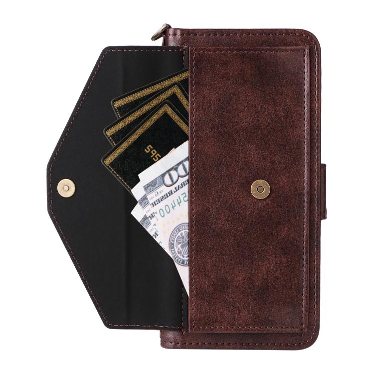 For Google Pixel 10 Pro XL / 9 Pro XL Multi-card Slots Crossbody Cowhide Leather Phone Case(Brown) - Google Cases by buy2fix | Online Shopping UK | buy2fix