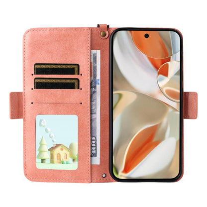 For Google Pixel 10 Pro XL / 9 Pro XL Multi-card Slots Crossbody Cowhide Leather Phone Case(Pink) - Google Cases by buy2fix | Online Shopping UK | buy2fix