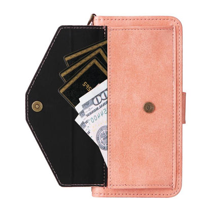 For Google Pixel 10 Pro XL / 9 Pro XL Multi-card Slots Crossbody Cowhide Leather Phone Case(Pink) - Google Cases by buy2fix | Online Shopping UK | buy2fix
