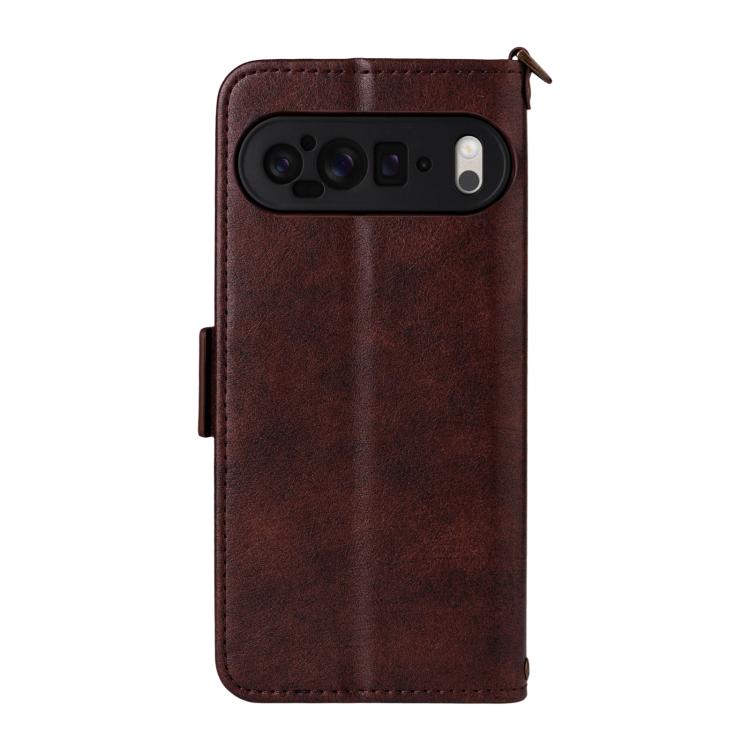 For Google Pixel 10 Pro / 10 / 9 Pro / 9 Multi-card Slots Crossbody Cowhide Leather Phone Case(Brown) - Google Cases by buy2fix | Online Shopping UK | buy2fix