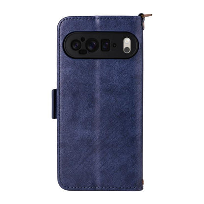 For Google Pixel 10 Pro / 10 / 9 Pro / 9 Multi-card Slots Crossbody Cowhide Leather Phone Case(Blue) - Google Cases by buy2fix | Online Shopping UK | buy2fix