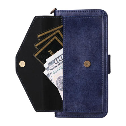 For Google Pixel 10 Pro / 10 / 9 Pro / 9 Multi-card Slots Crossbody Cowhide Leather Phone Case(Blue) - Google Cases by buy2fix | Online Shopping UK | buy2fix