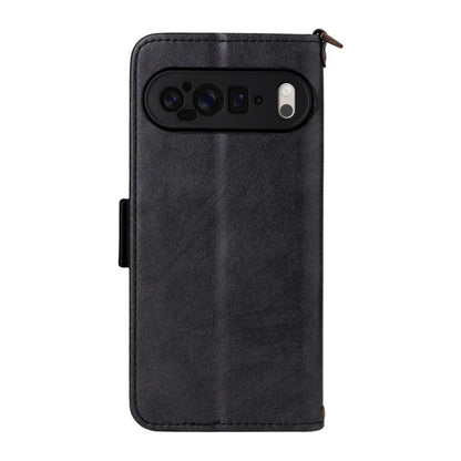 For Google Pixel 10 Pro / 10 / 9 Pro / 9 Multi-card Slots Crossbody Cowhide Leather Phone Case(Black) - Google Cases by buy2fix | Online Shopping UK | buy2fix