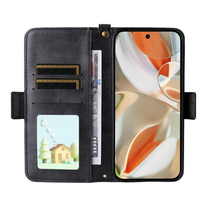 For Google Pixel 10 Pro / 10 / 9 Pro / 9 Multi-card Slots Crossbody Cowhide Leather Phone Case(Black) - Google Cases by buy2fix | Online Shopping UK | buy2fix