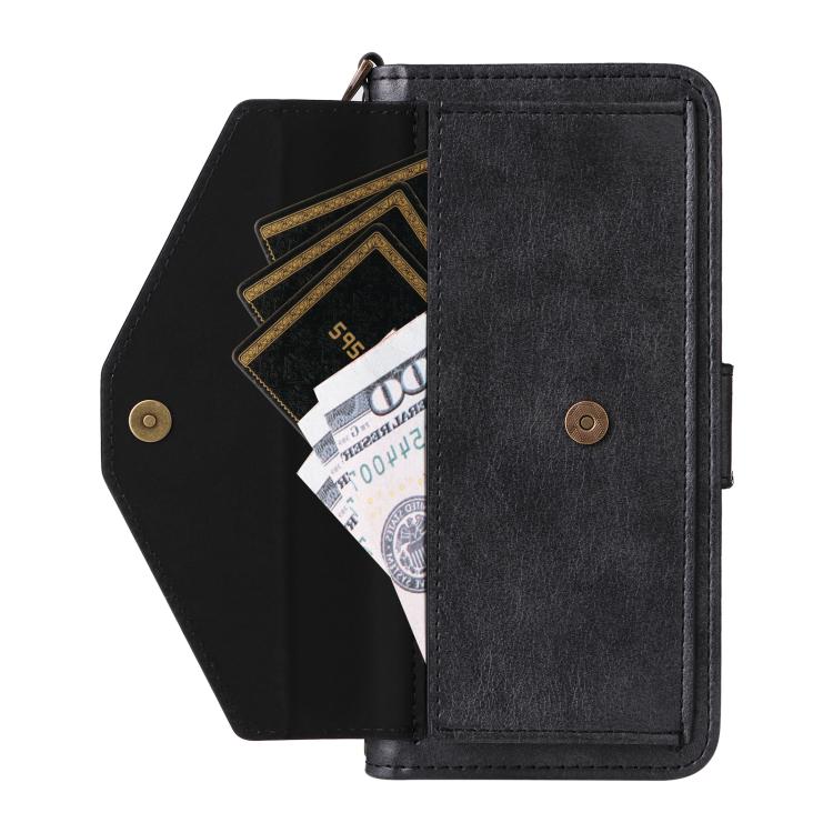 For Google Pixel 10 Pro / 10 / 9 Pro / 9 Multi-card Slots Crossbody Cowhide Leather Phone Case(Black) - Google Cases by buy2fix | Online Shopping UK | buy2fix