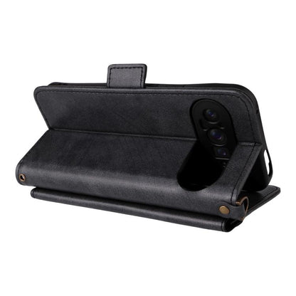 For Google Pixel 10 Pro / 10 / 9 Pro / 9 Multi-card Slots Crossbody Cowhide Leather Phone Case(Black) - Google Cases by buy2fix | Online Shopping UK | buy2fix