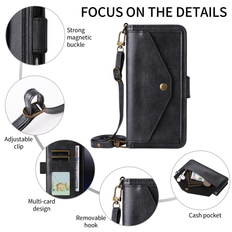 For Google Pixel 10 Pro / 10 / 9 Pro / 9 Multi-card Slots Crossbody Cowhide Leather Phone Case(Black) - Google Cases by buy2fix | Online Shopping UK | buy2fix