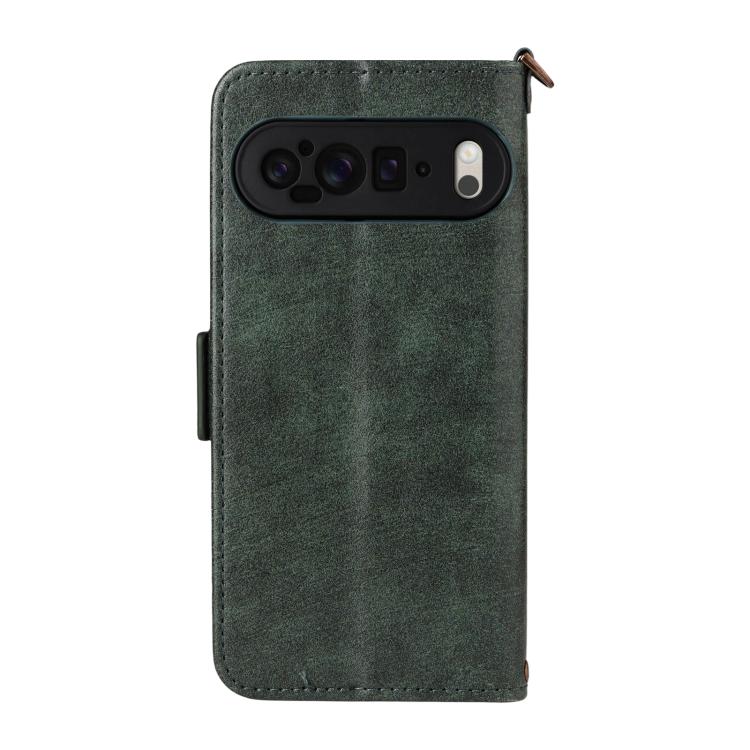 For Google Pixel 10 Pro / 10 / 9 Pro / 9 Multi-card Slots Crossbody Cowhide Leather Phone Case(Green) - Google Cases by buy2fix | Online Shopping UK | buy2fix