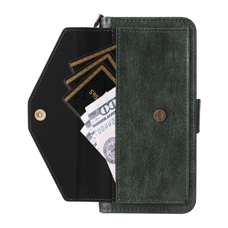For Google Pixel 10 Pro / 10 / 9 Pro / 9 Multi-card Slots Crossbody Cowhide Leather Phone Case(Green) - Google Cases by buy2fix | Online Shopping UK | buy2fix