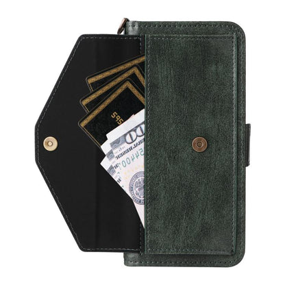 For Google Pixel 10 Pro / 10 / 9 Pro / 9 Multi-card Slots Crossbody Cowhide Leather Phone Case(Green) - Google Cases by buy2fix | Online Shopping UK | buy2fix