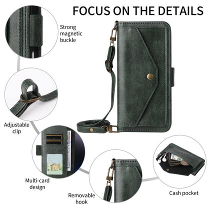 For Google Pixel 10 Pro / 10 / 9 Pro / 9 Multi-card Slots Crossbody Cowhide Leather Phone Case(Green) - Google Cases by buy2fix | Online Shopping UK | buy2fix
