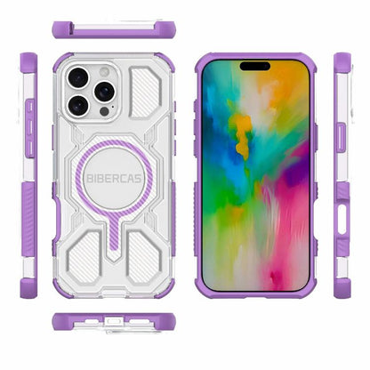 For iPhone 16 Pro Max BIBERCAS Transparent Color Series MagSafe Air Bag Shockproof Phone Case(Purple) - iPhone 16 Pro Max Cases by BIBERCAS | Online Shopping UK | buy2fix