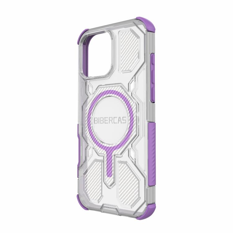 For iPhone 16 Pro Max BIBERCAS Transparent Color Series MagSafe Air Bag Shockproof Phone Case(Purple) - iPhone 16 Pro Max Cases by BIBERCAS | Online Shopping UK | buy2fix
