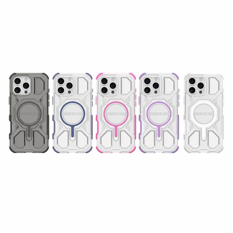 For iPhone 16 Pro Max BIBERCAS Transparent Color Series MagSafe Air Bag Shockproof Phone Case(Blue) - iPhone 16 Pro Max Cases by BIBERCAS | Online Shopping UK | buy2fix