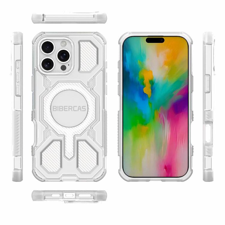 For iPhone 16 Pro Max BIBERCAS Transparent Color Series MagSafe Air Bag Shockproof Phone Case(White) - iPhone 16 Pro Max Cases by BIBERCAS | Online Shopping UK | buy2fix