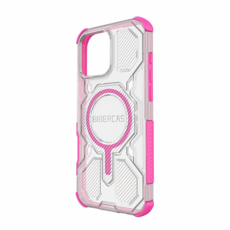 For iPhone 16 Pro Max BIBERCAS Transparent Color Series MagSafe Air Bag Shockproof Phone Case(Pink) - iPhone 16 Pro Max Cases by BIBERCAS | Online Shopping UK | buy2fix