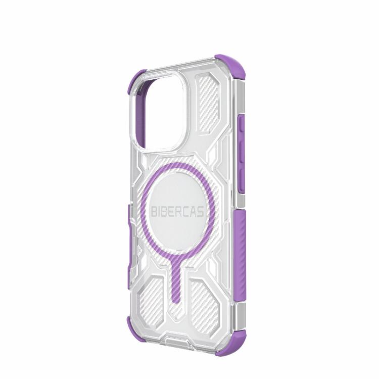 For iPhone 16 Pro BIBERCAS Transparent Color Series MagSafe Air Bag Shockproof Phone Case(Purple) - iPhone 16 Pro Cases by BIBERCAS | Online Shopping UK | buy2fix