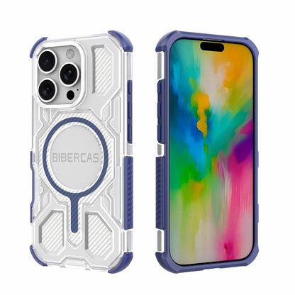 For iPhone 16 Pro BIBERCAS Transparent Color Series MagSafe Air Bag Shockproof Phone Case(Blue) - iPhone 16 Pro Cases by BIBERCAS | Online Shopping UK | buy2fix