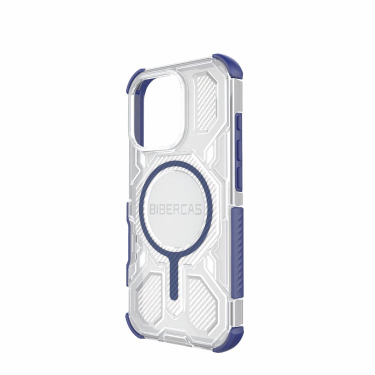 For iPhone 16 Pro BIBERCAS Transparent Color Series MagSafe Air Bag Shockproof Phone Case(Blue) - iPhone 16 Pro Cases by BIBERCAS | Online Shopping UK | buy2fix