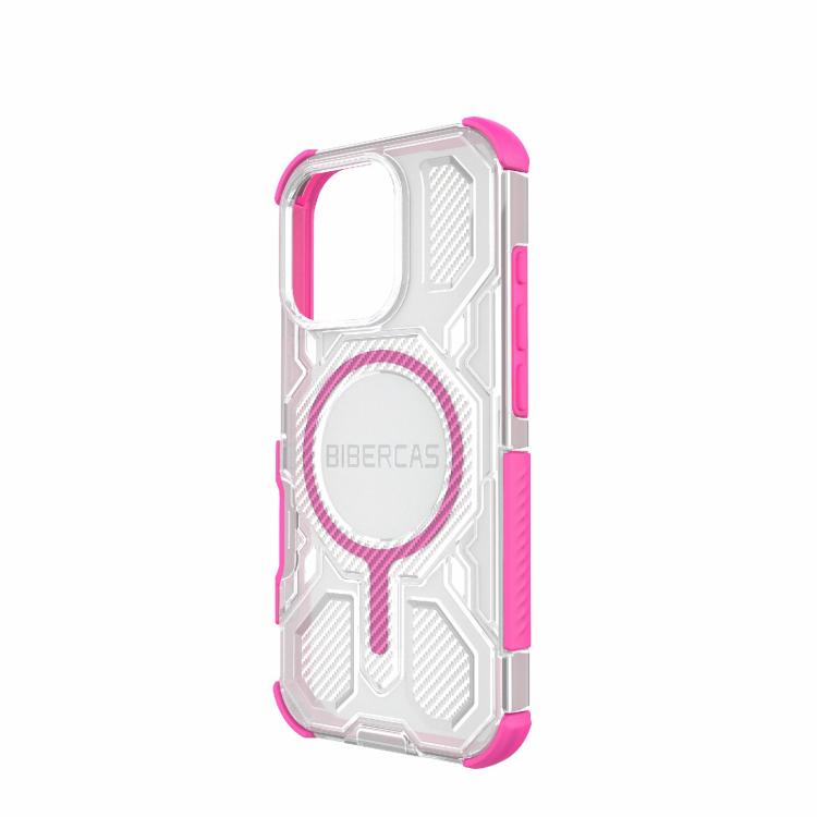 For iPhone 16 Pro BIBERCAS Transparent Color Series MagSafe Air Bag Shockproof Phone Case(Pink) - iPhone 16 Pro Cases by BIBERCAS | Online Shopping UK | buy2fix
