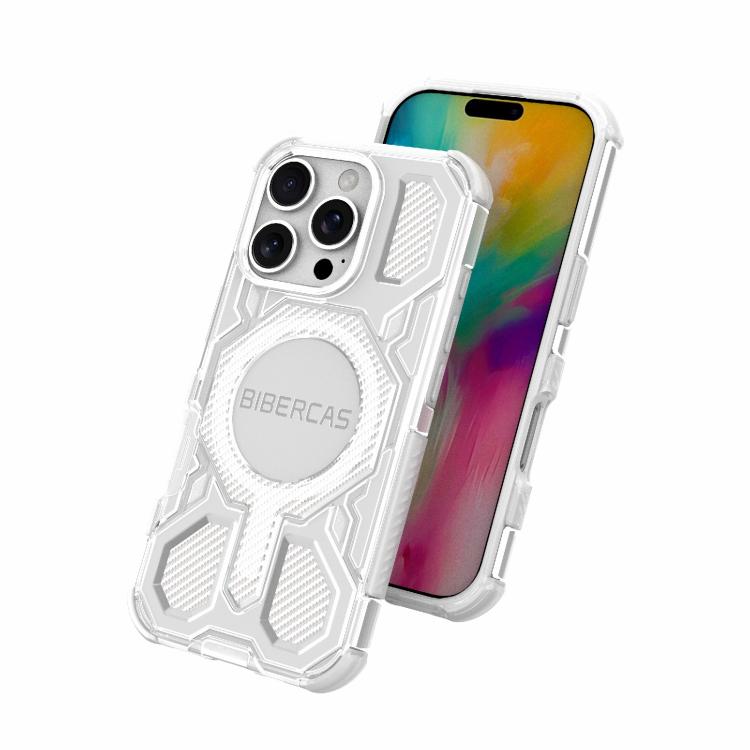 For iPhone 16 Pro BIBERCAS Transparent Color Series MagSafe Air Bag Shockproof Phone Case(Black) - iPhone 16 Pro Cases by BIBERCAS | Online Shopping UK | buy2fix