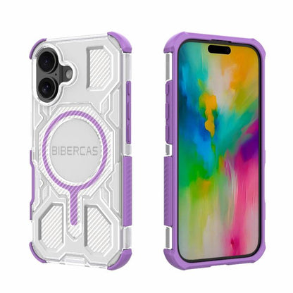 For iPhone 16 BIBERCAS Transparent Color Series MagSafe Air Bag Shockproof Phone Case(Purple) - iPhone 16 Cases by BIBERCAS | Online Shopping UK | buy2fix