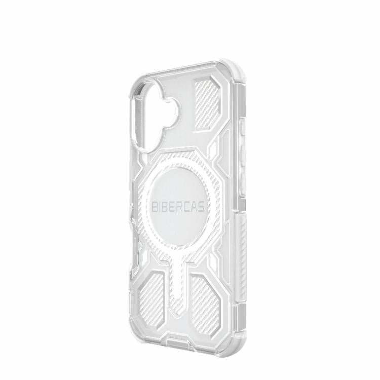 For iPhone 16 BIBERCAS Transparent Color Series MagSafe Air Bag Shockproof Phone Case(White) - iPhone 16 Cases by BIBERCAS | Online Shopping UK | buy2fix