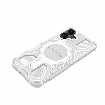 For iPhone 16 BIBERCAS Transparent Color Series MagSafe Air Bag Shockproof Phone Case(White) - iPhone 16 Cases by BIBERCAS | Online Shopping UK | buy2fix