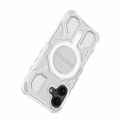 For iPhone 16 BIBERCAS Transparent Color Series MagSafe Air Bag Shockproof Phone Case(White) - iPhone 16 Cases by BIBERCAS | Online Shopping UK | buy2fix