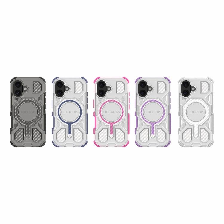 For iPhone 16 BIBERCAS Transparent Color Series MagSafe Air Bag Shockproof Phone Case(Black) - iPhone 16 Cases by BIBERCAS | Online Shopping UK | buy2fix