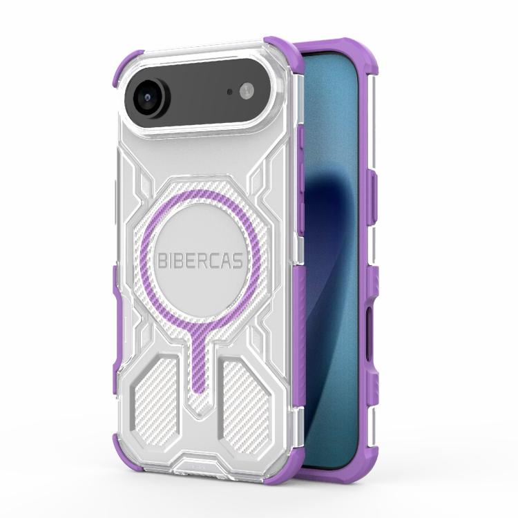 For iPhone 17 Air BIBERCAS Transparent Color Series MagSafe Air Bag Shockproof Phone Case(Purple) - iPhone 17 Air Cases by BIBERCAS | Online Shopping UK | buy2fix