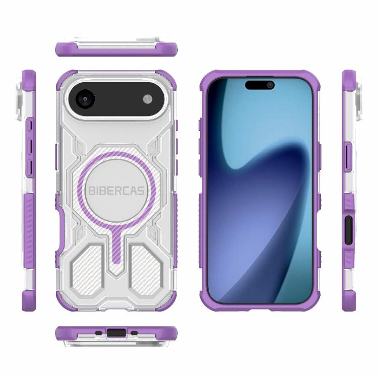 For iPhone 17 Air BIBERCAS Transparent Color Series MagSafe Air Bag Shockproof Phone Case(Purple) - iPhone 17 Air Cases by BIBERCAS | Online Shopping UK | buy2fix