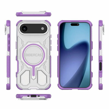 For iPhone 17 Air BIBERCAS Transparent Color Series MagSafe Air Bag Shockproof Phone Case(Purple) - iPhone 17 Air Cases by BIBERCAS | Online Shopping UK | buy2fix