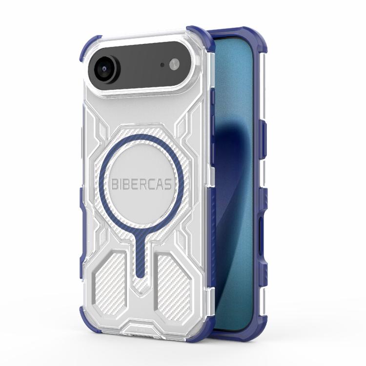 For iPhone 17 Air BIBERCAS Transparent Color Series MagSafe Air Bag Shockproof Phone Case(Blue) - iPhone 17 Air Cases by BIBERCAS | Online Shopping UK | buy2fix