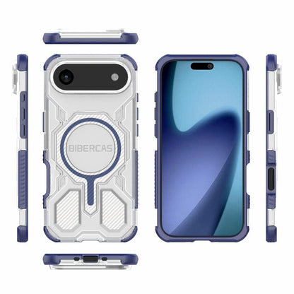 For iPhone 17 Air BIBERCAS Transparent Color Series MagSafe Air Bag Shockproof Phone Case(Blue) - iPhone 17 Air Cases by BIBERCAS | Online Shopping UK | buy2fix
