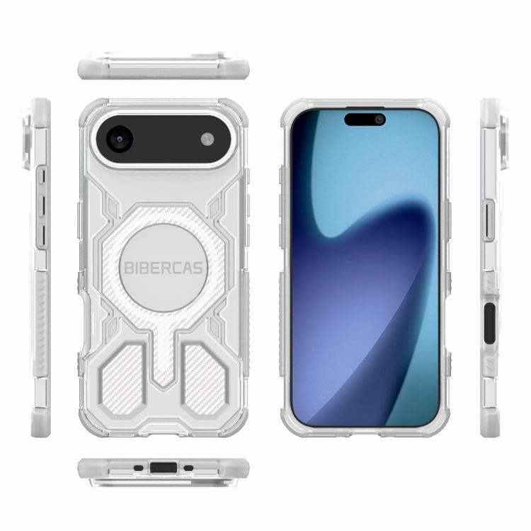 For iPhone Air BIBERCAS Transparent Color Series MagSafe Air Bag Shockproof Phone Case(White) - iPhone Air Cases by BIBERCAS | Online Shopping UK | buy2fix