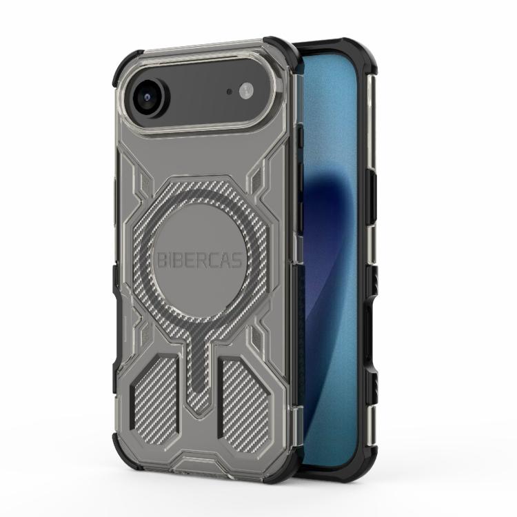 For iPhone Air BIBERCAS Transparent Color Series MagSafe Air Bag Shockproof Phone Case(Black) - iPhone Air Cases by BIBERCAS | Online Shopping UK | buy2fix