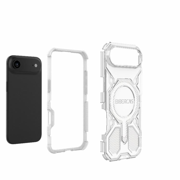 For iPhone Air BIBERCAS Transparent Color Series MagSafe Air Bag Shockproof Phone Case(Black) - iPhone Air Cases by BIBERCAS | Online Shopping UK | buy2fix