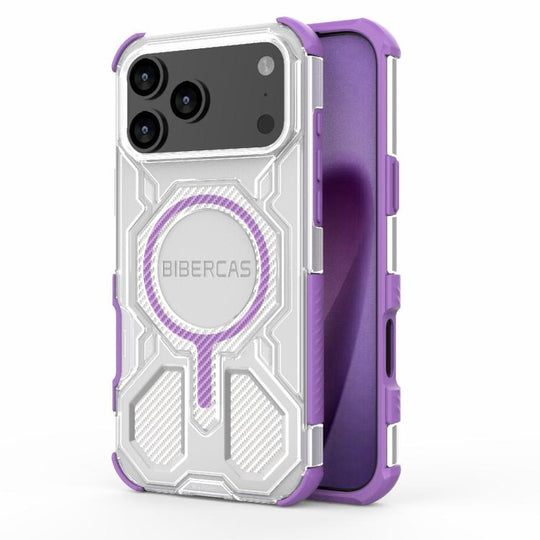 For iPhone 18 Pro Max / 17 Pro Max BIBERCAS Transparent Color Series MagSafe Air Bag Shockproof Phone Case(Purple)