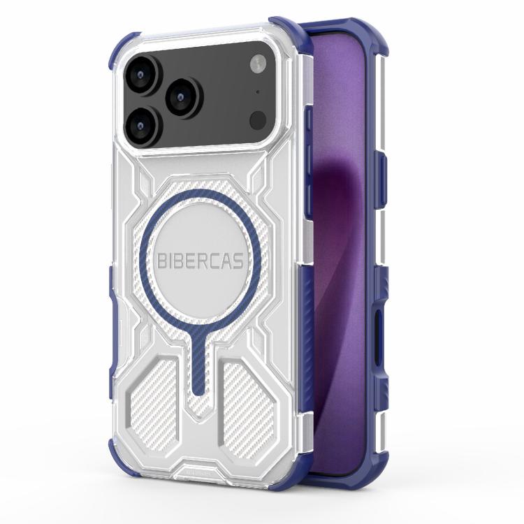 For iPhone 17 Pro Max BIBERCAS Transparent Color Series MagSafe Air Bag Shockproof Phone Case(Blue) - iPhone 17 Pro Max Cases by BIBERCAS | Online Shopping UK | buy2fix