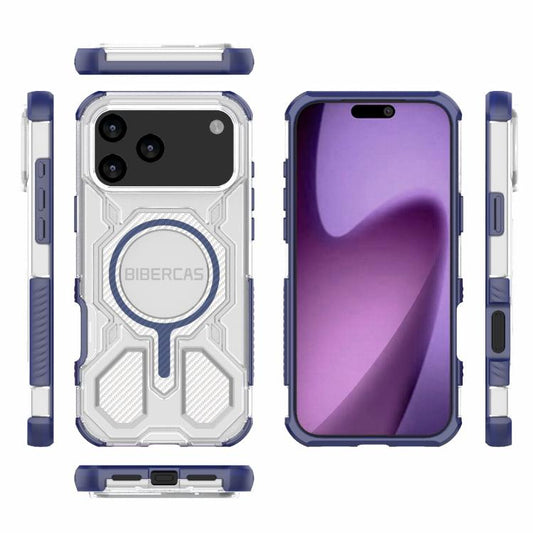 For iPhone 17 Pro Max BIBERCAS Transparent Color Series MagSafe Air Bag Shockproof Phone Case(Blue) - iPhone 17 Pro Max Cases by BIBERCAS | Online Shopping UK | buy2fix