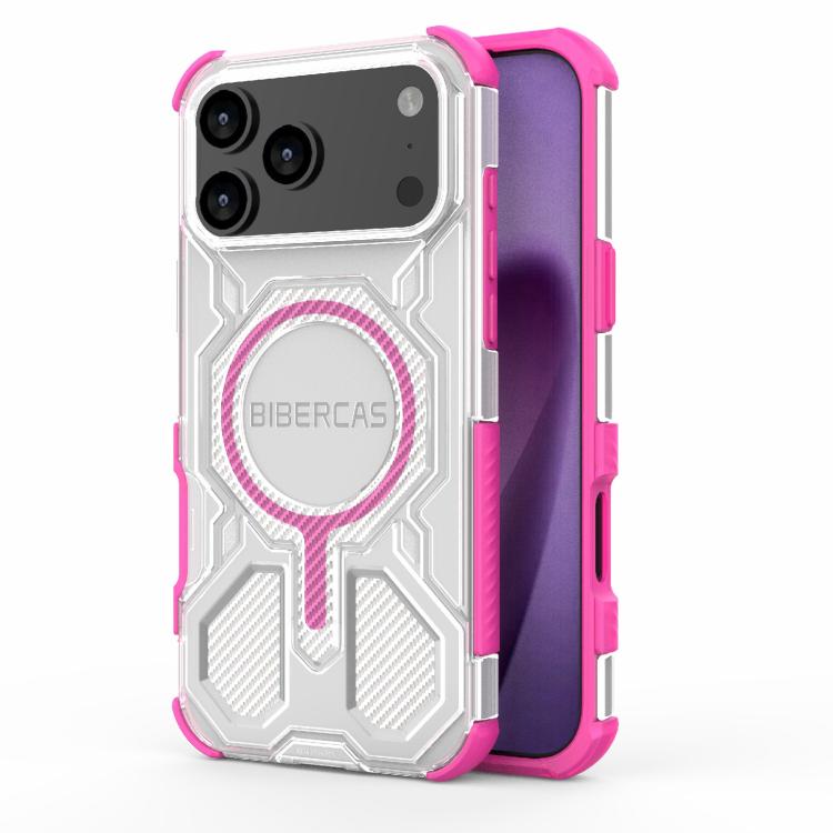 For iPhone 17 Pro Max BIBERCAS Transparent Color Series MagSafe Air Bag Shockproof Phone Case(Pink) - iPhone 17 Pro Max Cases by BIBERCAS | Online Shopping UK | buy2fix