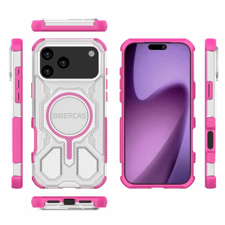 For iPhone 17 Pro Max BIBERCAS Transparent Color Series MagSafe Air Bag Shockproof Phone Case(Pink) - iPhone 17 Pro Max Cases by BIBERCAS | Online Shopping UK | buy2fix