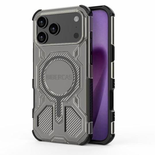 For iPhone 18 Pro Max / 17 Pro Max BIBERCAS Transparent Color Series MagSafe Air Bag Shockproof Phone Case(Black)
