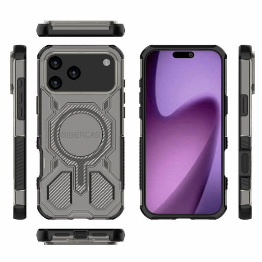 For iPhone 17 Pro Max BIBERCAS Transparent Color Series MagSafe Air Bag Shockproof Phone Case(Black) - iPhone 17 Pro Max Cases by BIBERCAS | Online Shopping UK | buy2fix