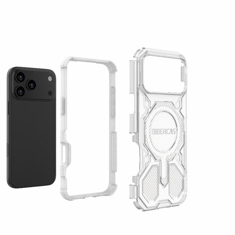 For iPhone 17 Pro Max BIBERCAS Transparent Color Series MagSafe Air Bag Shockproof Phone Case(Black) - iPhone 17 Pro Max Cases by BIBERCAS | Online Shopping UK | buy2fix
