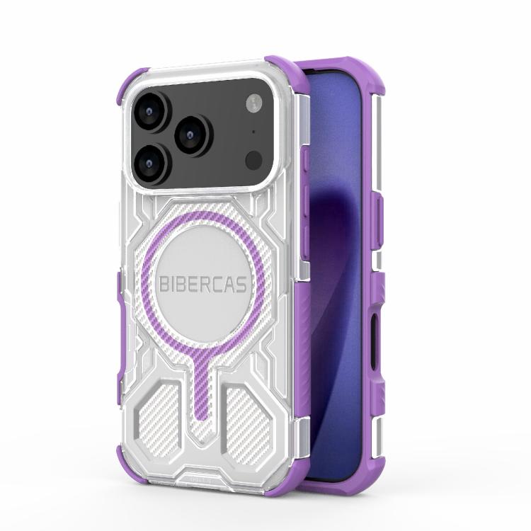 For iPhone 17 Pro BIBERCAS Transparent Color Series MagSafe Air Bag Shockproof Phone Case(Purple) - iPhone 17 Pro Cases by BIBERCAS | Online Shopping UK | buy2fix