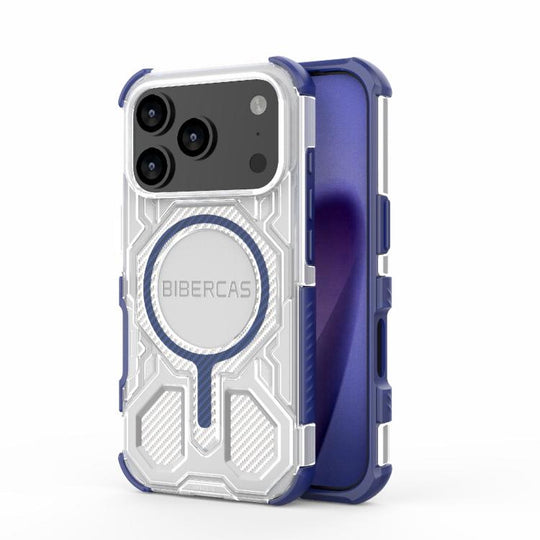 For iPhone 18 Pro / 17 Pro BIBERCAS Transparent Color Series MagSafe Air Bag Shockproof Phone Case(Blue)