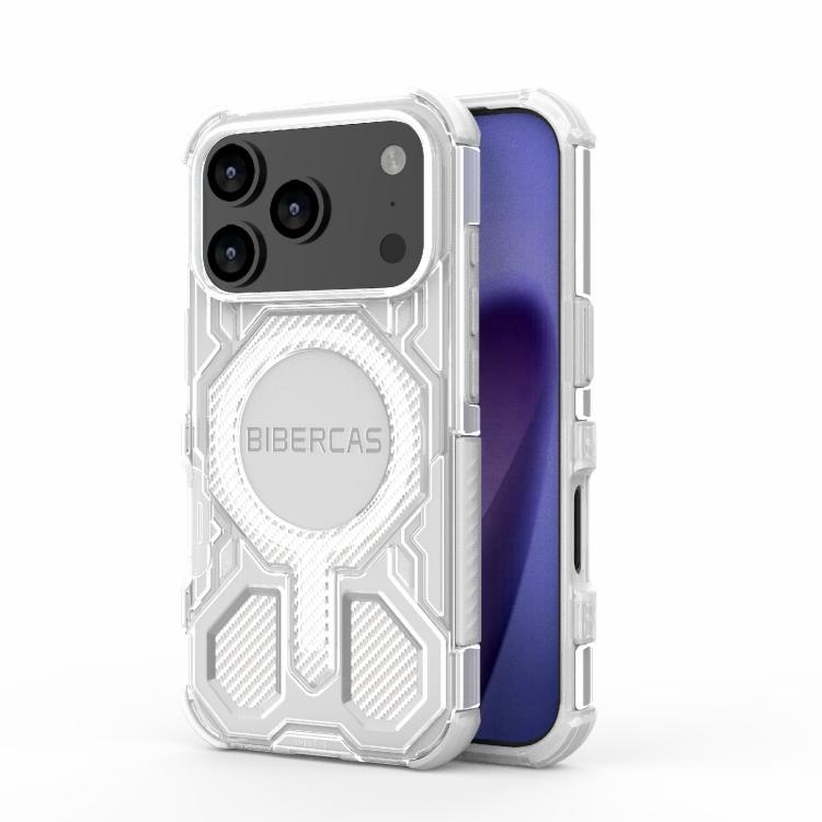 For iPhone 17 Pro BIBERCAS Transparent Color Series MagSafe Air Bag Shockproof Phone Case(White) - iPhone 17 Pro Cases by BIBERCAS | Online Shopping UK | buy2fix