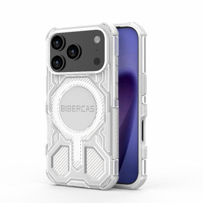 For iPhone 17 Pro BIBERCAS Transparent Color Series MagSafe Air Bag Shockproof Phone Case(White) - iPhone 17 Pro Cases by BIBERCAS | Online Shopping UK | buy2fix
